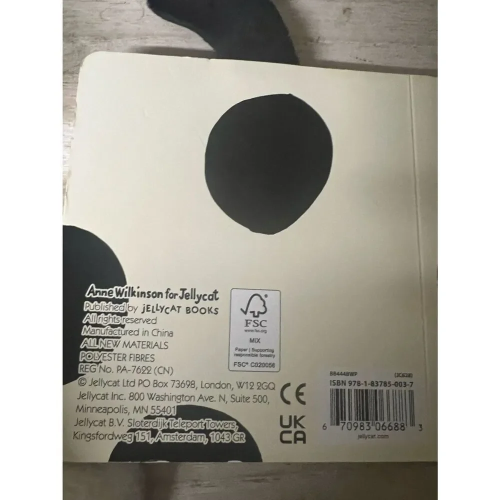 Jellycat Black & White Spot Puppy Plush Dog Toy and jellycat book